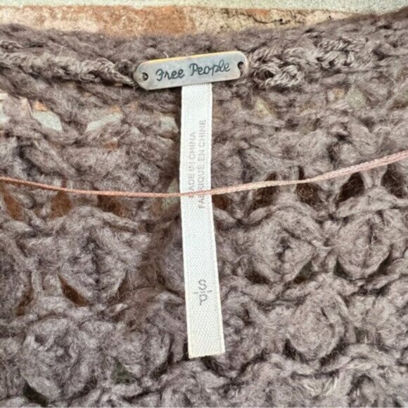 Free People  *Crashing Waves Pullover Sweater Brown Knit Relaxed Womens  Small - Picture 12 of 13